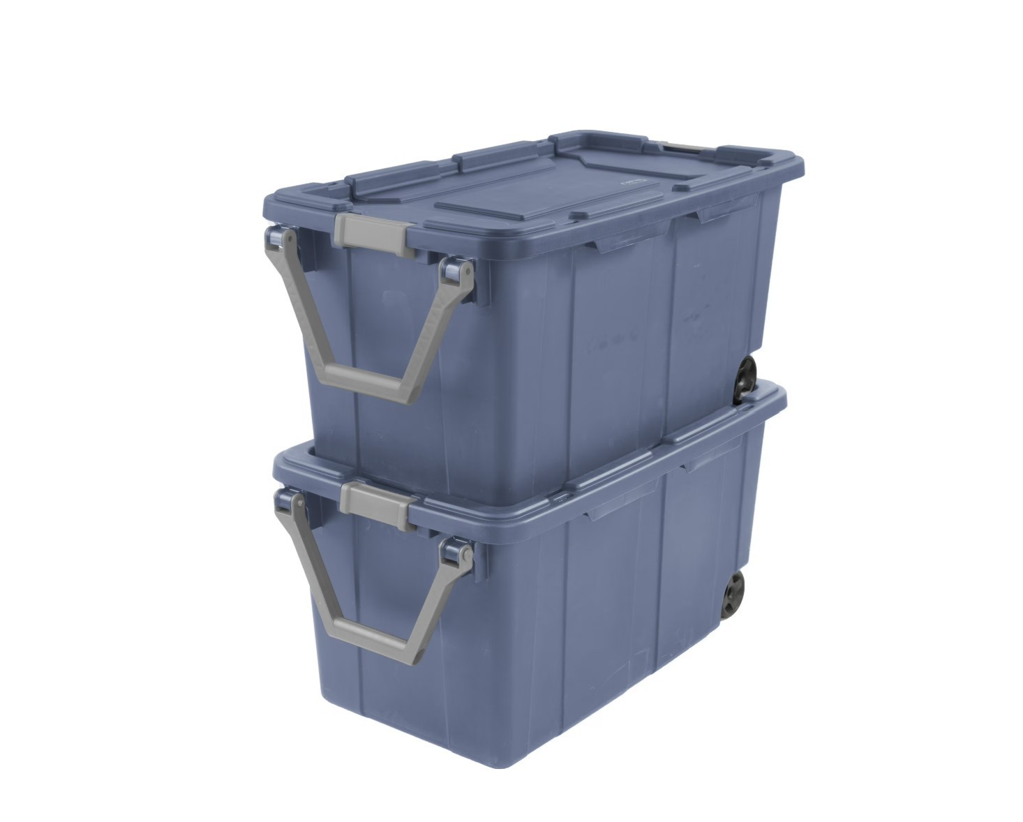Sterilite 40 Gal Wheeled Storage Bin Latch Lid Handle Blue 2 Pack