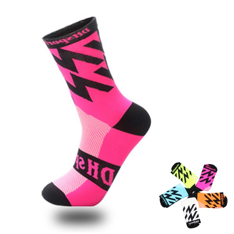 Pro Cycling Socks Mens Womens Riding Bicycle Sports Ankle Socks XC MTB BMX Pink