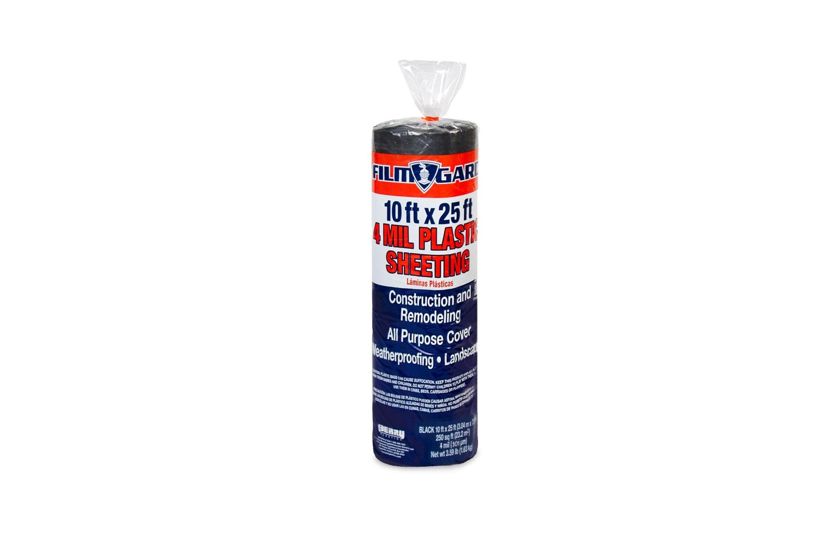 Film-Gard 626161 Consumer Plastic Sheeting 10’ Width x 25’ Length x