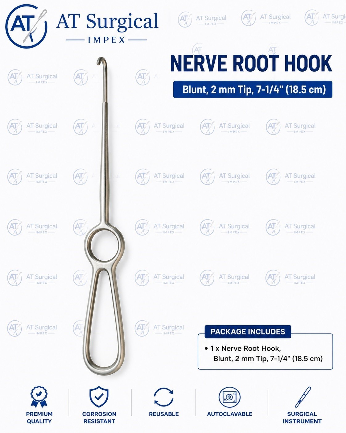 Volkman Hook, 9", Blunt 1-Prong, Premium Stainless Steel 3 PCS