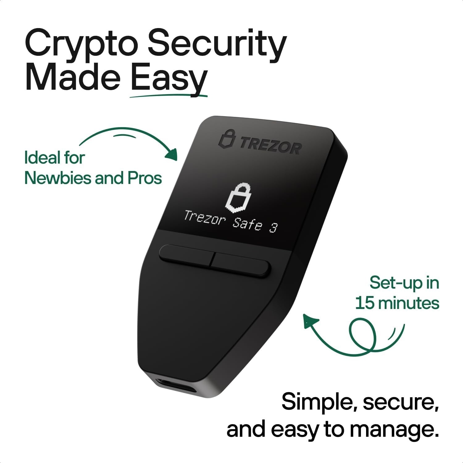 Trezor Safe 3 - Secure Element Protected Crypto Hardware Wallet - Cosmic Black