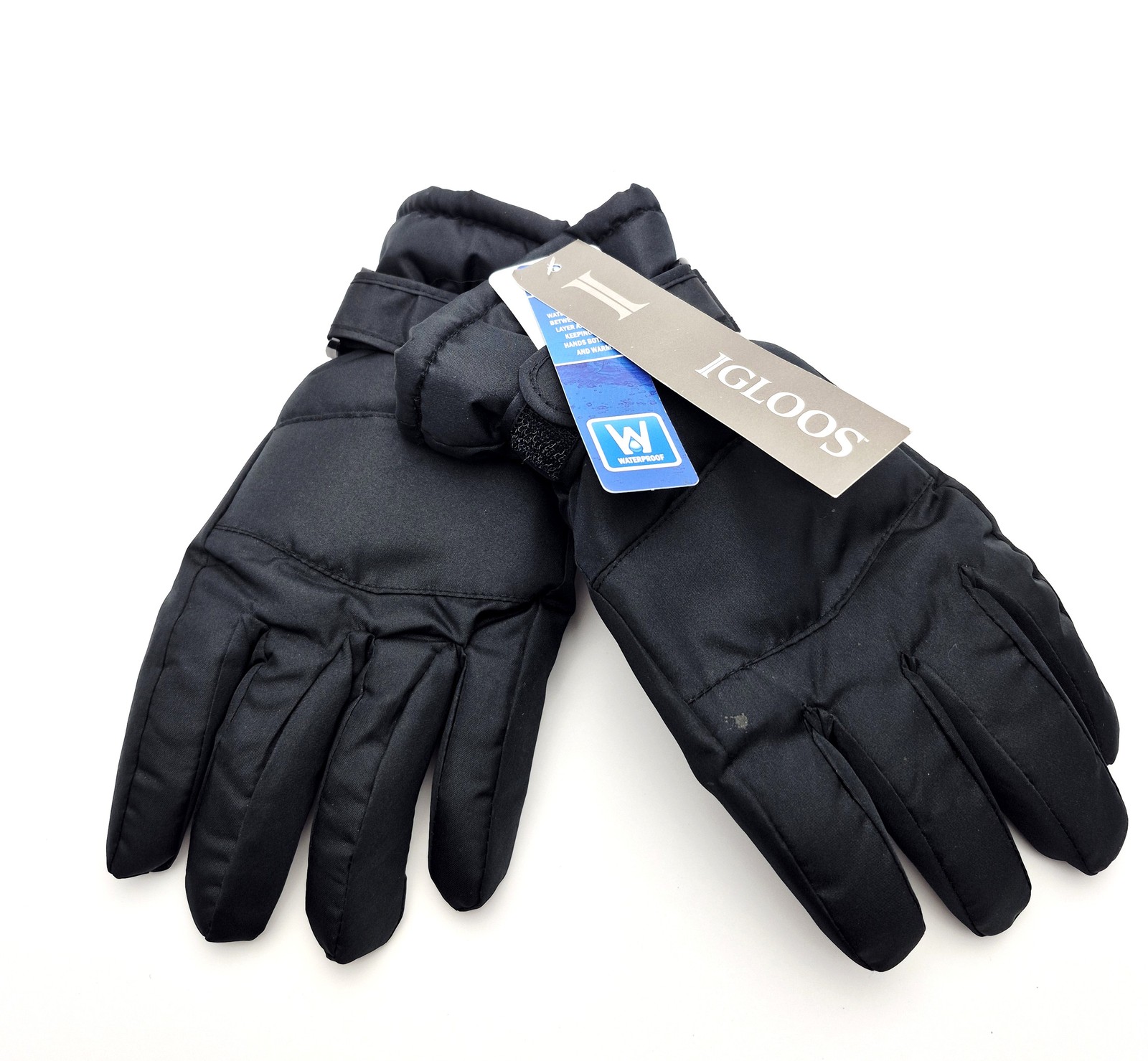New IGLOOS Men's Black Winter Ski Gloves Waterproof Insulated Size Medium