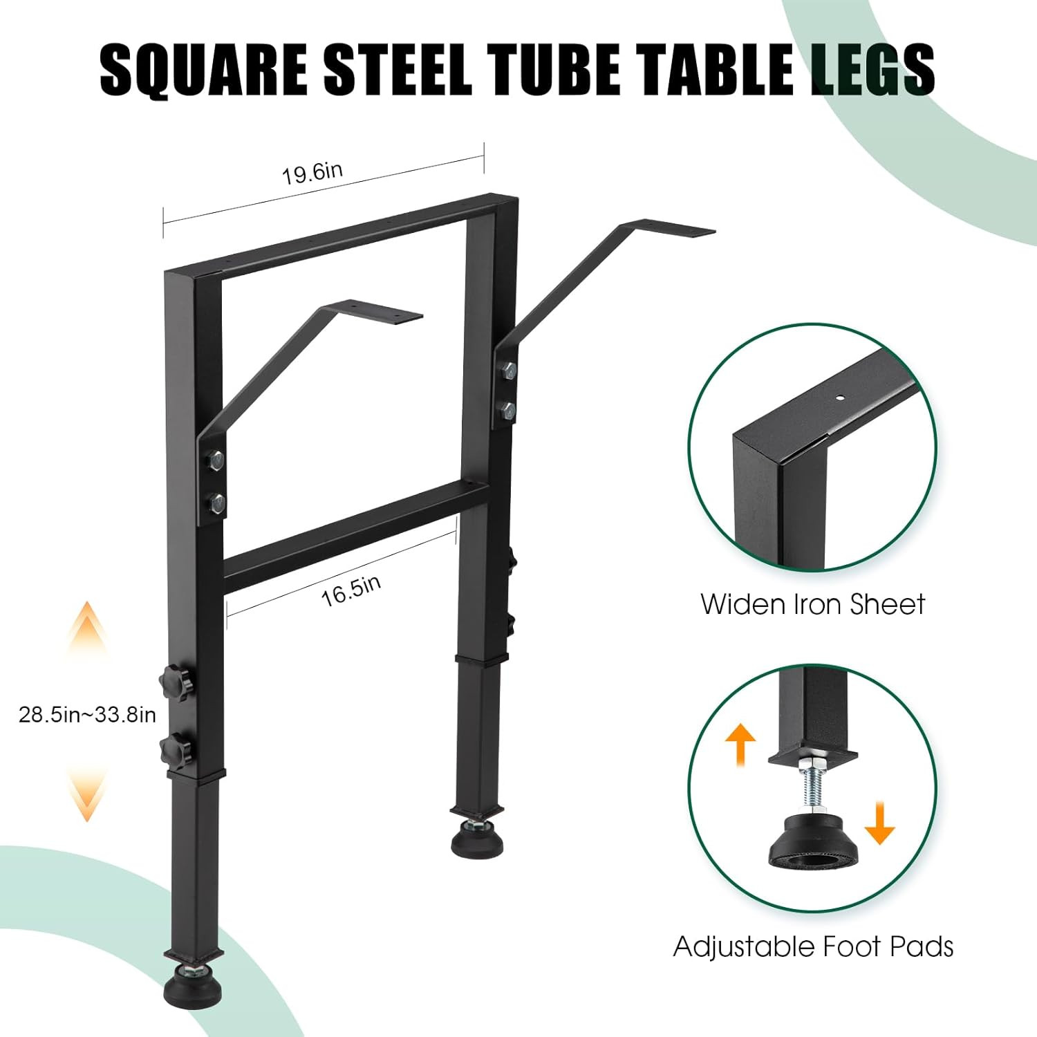 19.6-Inch Depth Workbench Frame with Floor Protectors | Height Adjustable 28.5"
