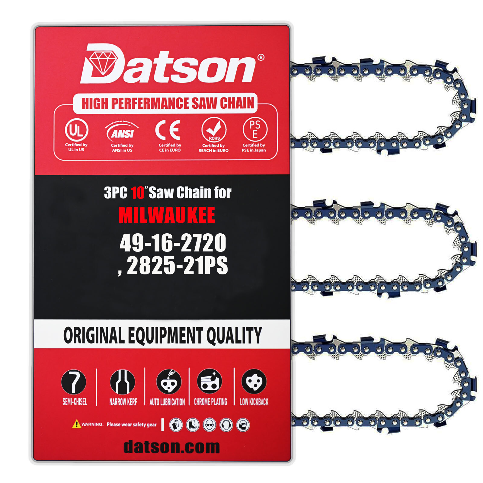 10'' Chainsaw Chain For MILWAUKEE:2825-PS20/PS21,M18 FUEL Pole Saw,3/8 .043 40DL