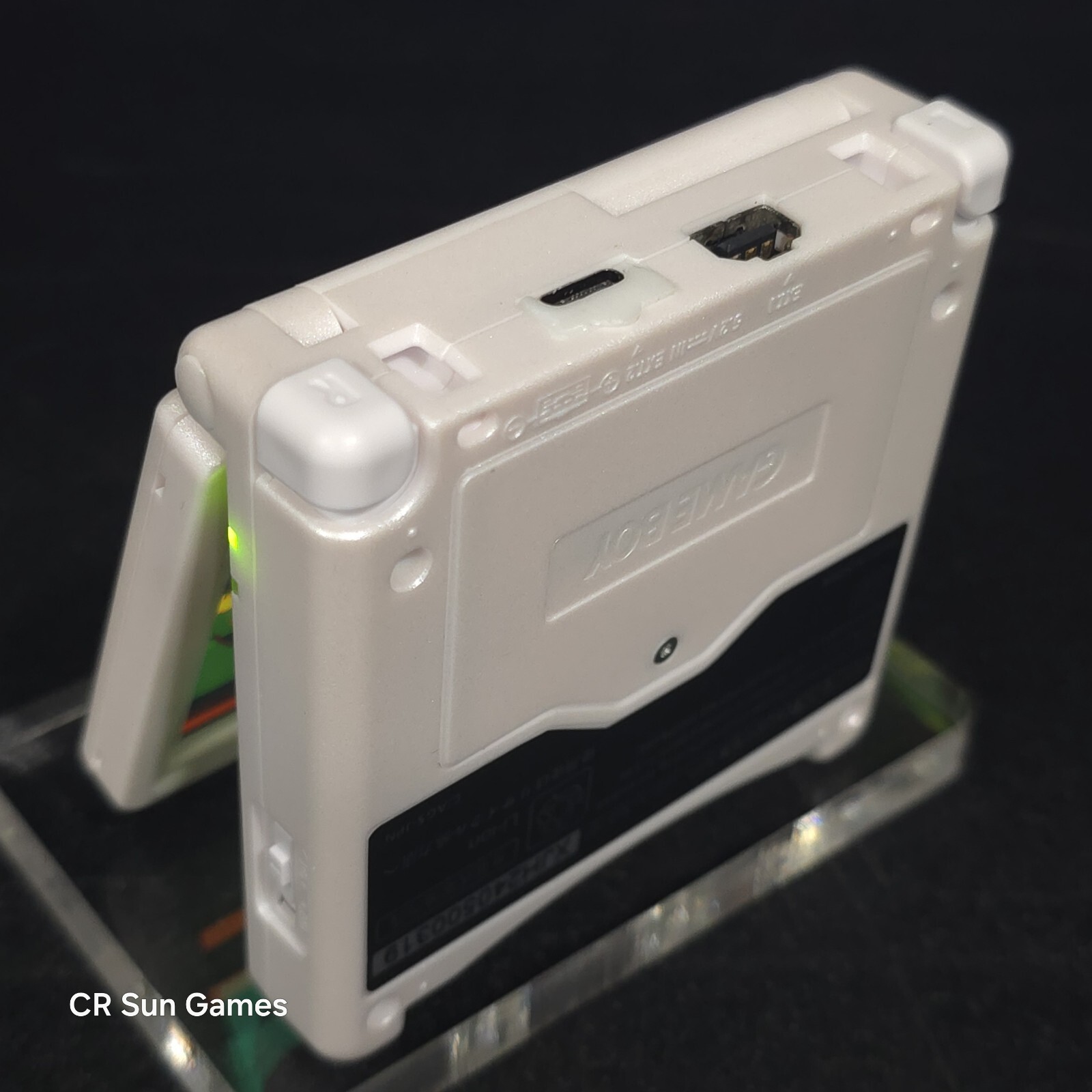 White on White Nintendo Game Boy Advance GBA SP IPS Screen And USB-C Mod