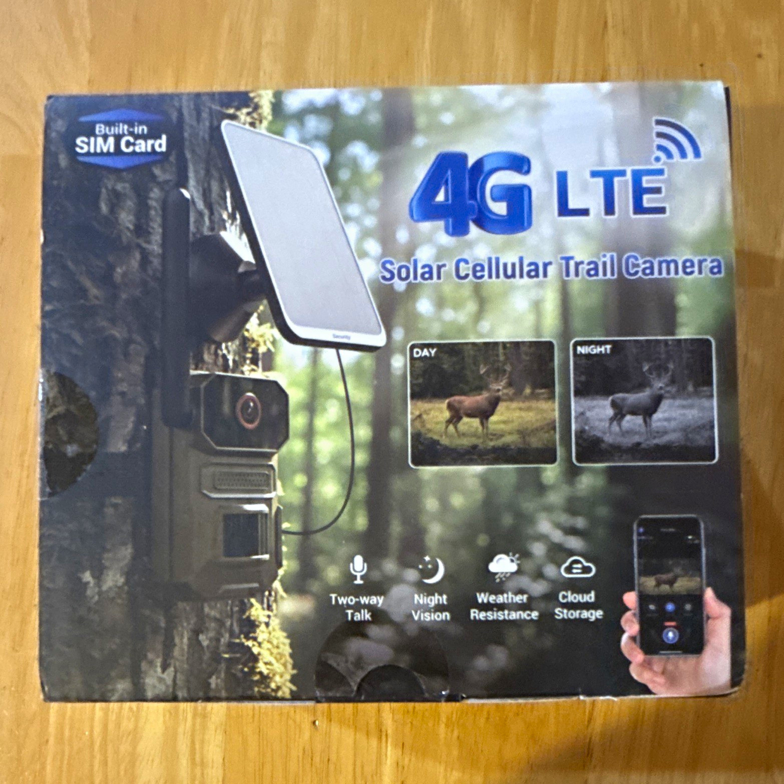 4G LTE Solar Cellular Trail Camera Built-In SIM Night Vision 2-Way Talk Q82-4G