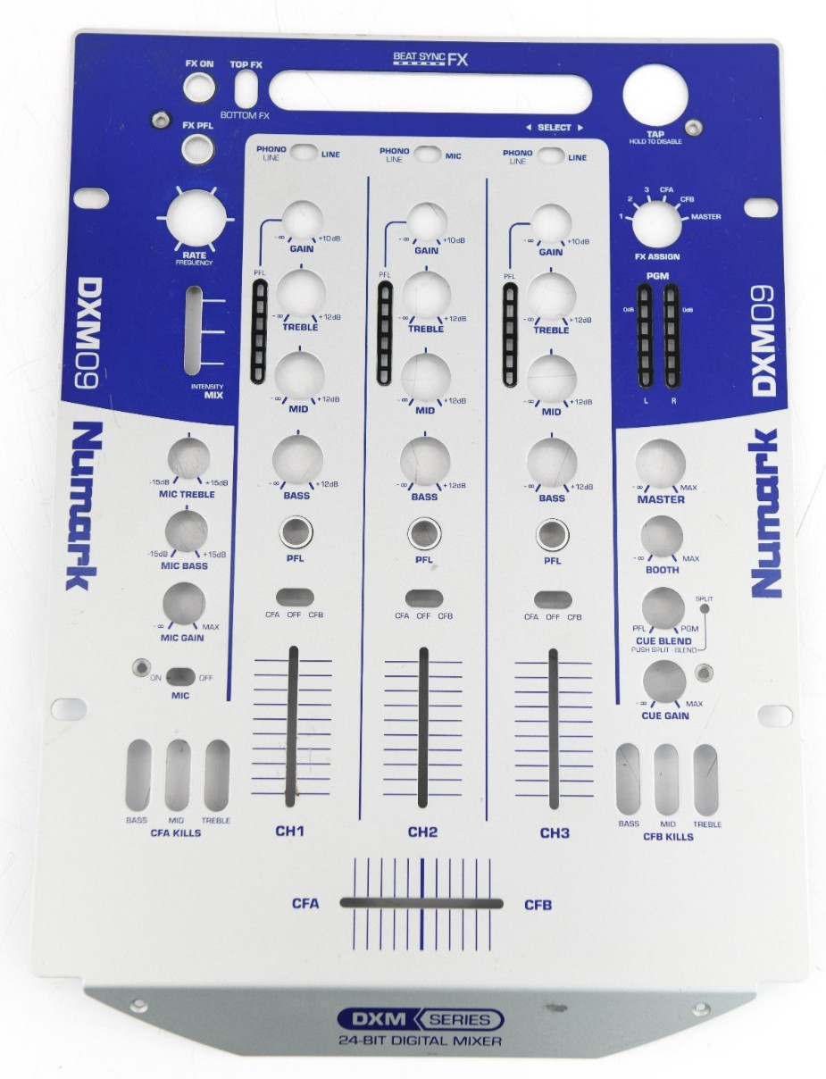Numark DXM09 DJ Mixer Face Only - For Replacement