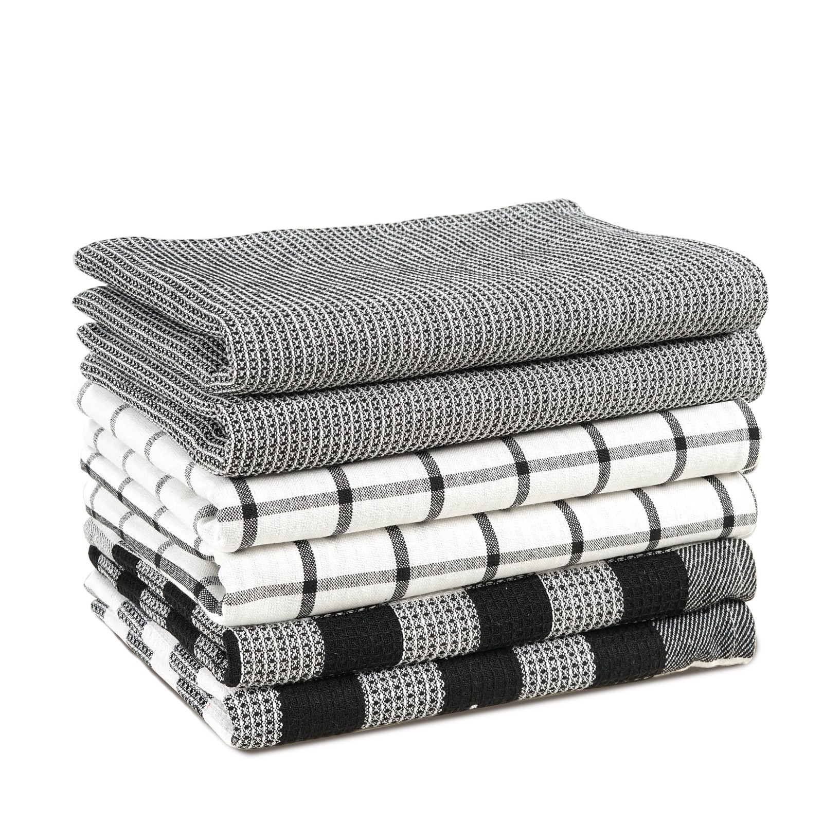 Kitchen Towels Set – Pack of 6 Cotton Dish Cloths, 18”x28”, Soft & Quick-Dryi...