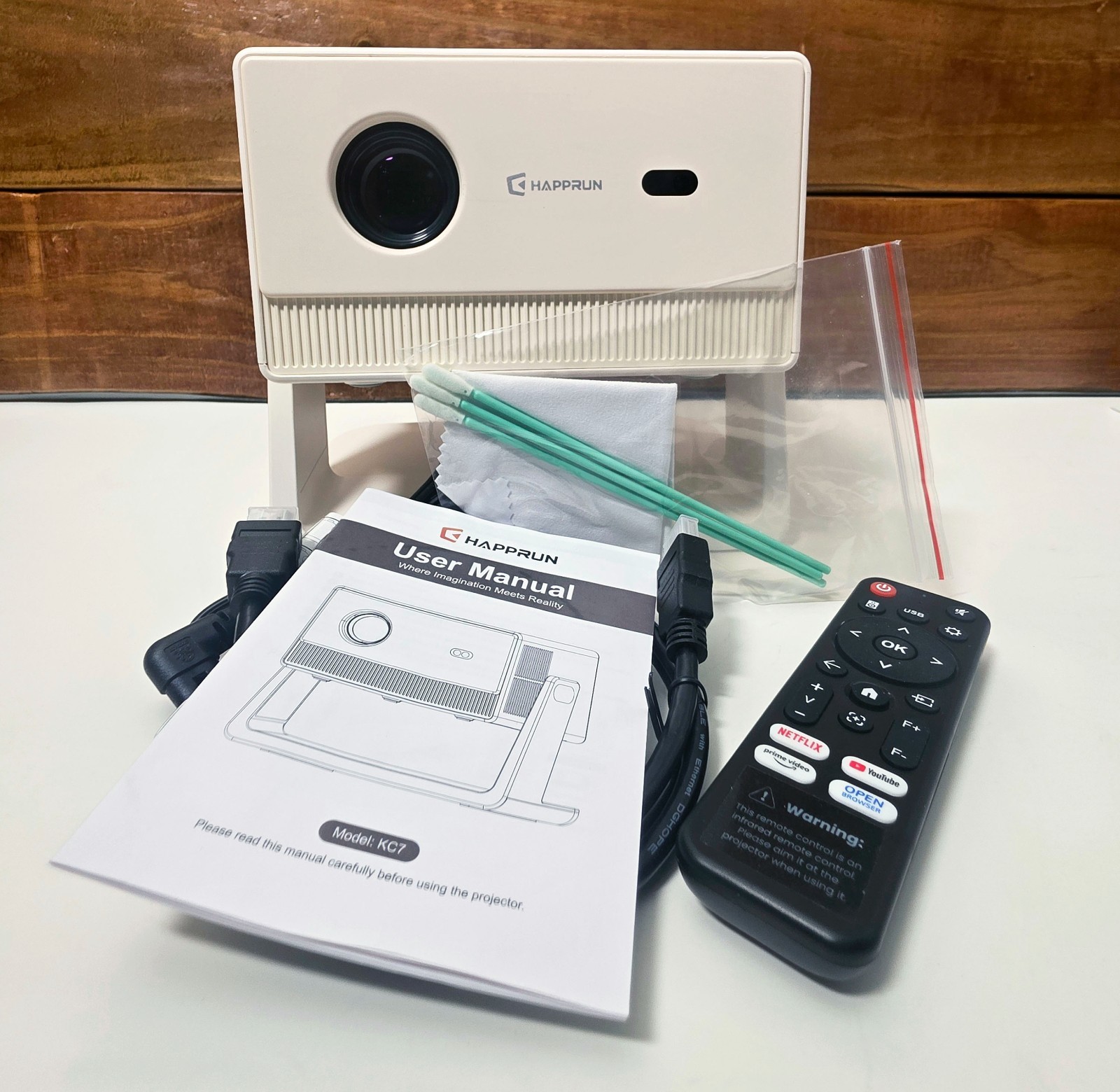 HAPPRUN 1500 ANSI Portable Projector with Built-in Streaming Apps