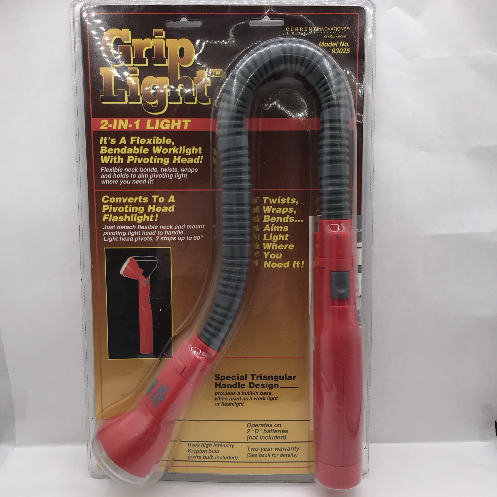 Grip Light 93025 Flexible Hand Free 2 in 1 Flashlight Like Snakelight NEW SEALED