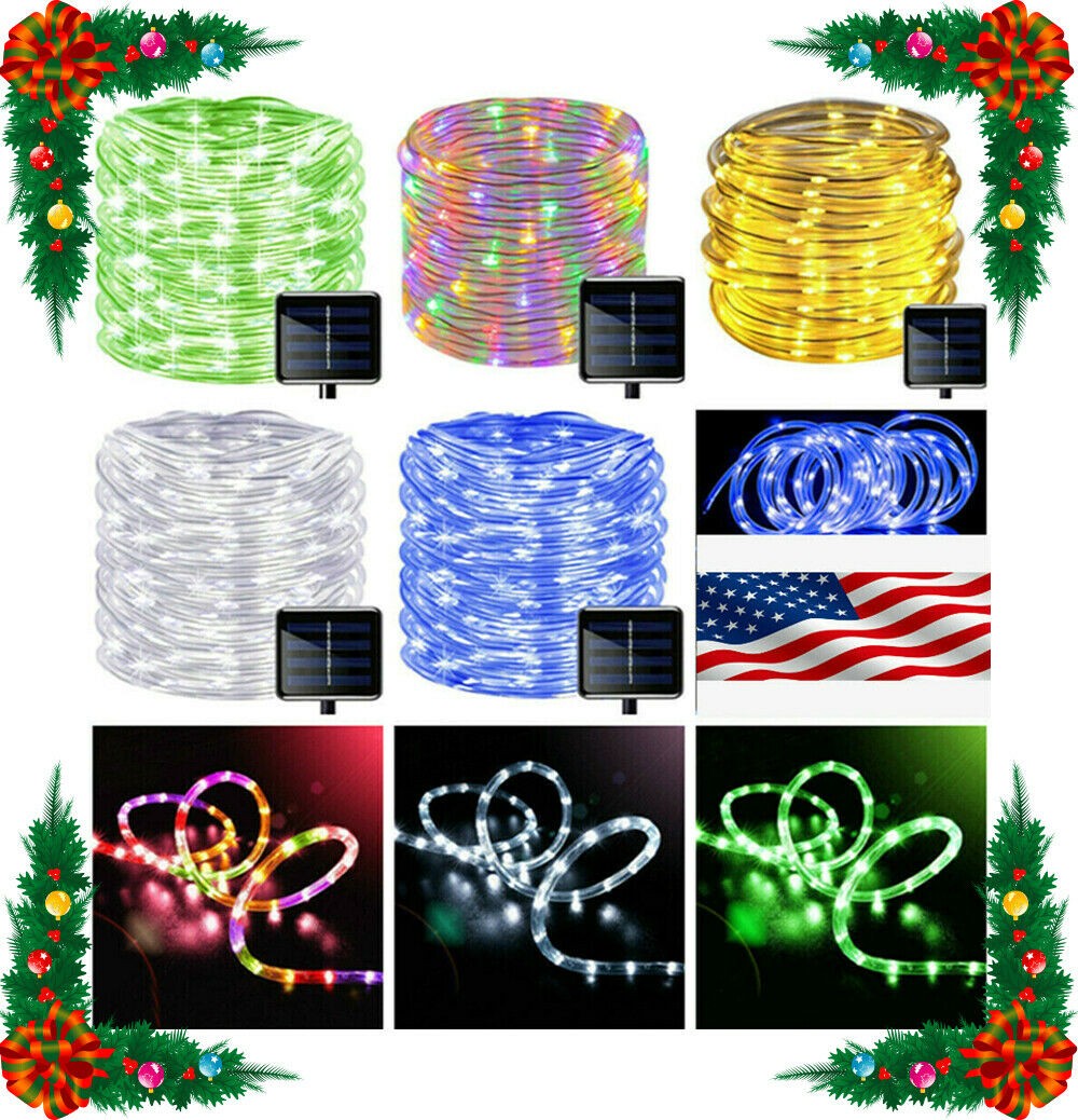 Rope Solar String Lights Outdoor Waterproof LED Garden Fairy Light PVC Tube39FT