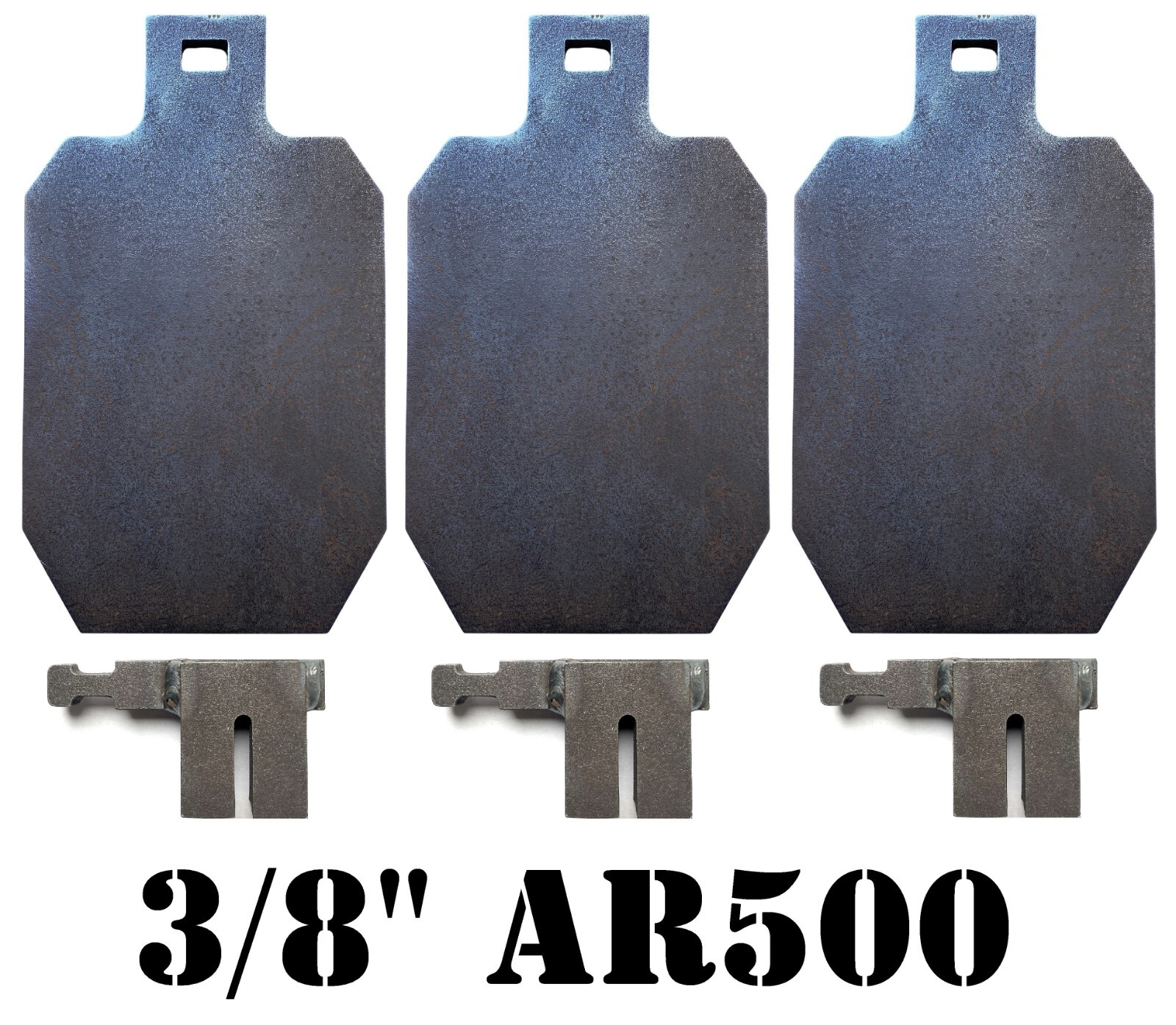 3pc Interlocking 12”x7" 3/8" AR500 IDPA Steel Shooting Targets w/ T-Post Hooks