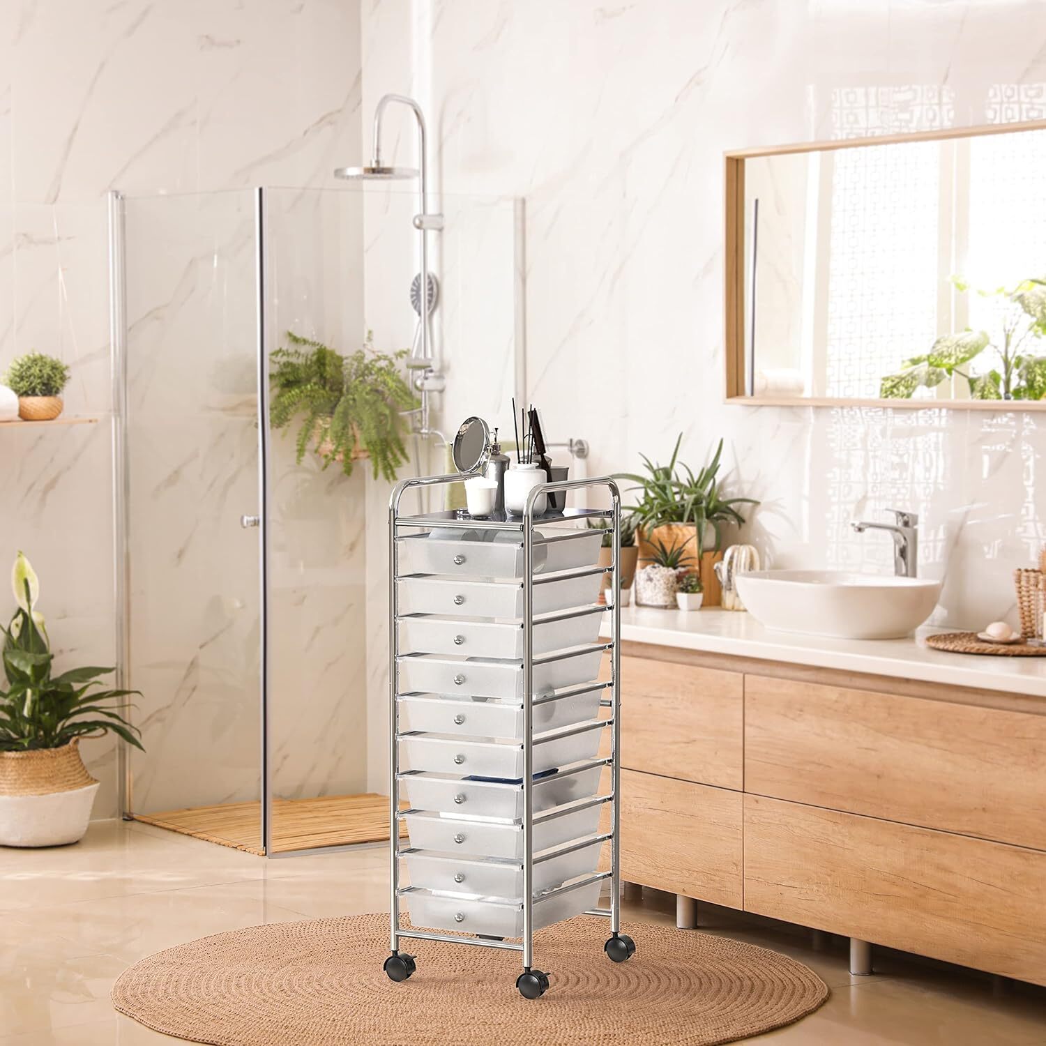 SimpleHouseware Utility Cart with 10 Drawers ,Rolling Storage