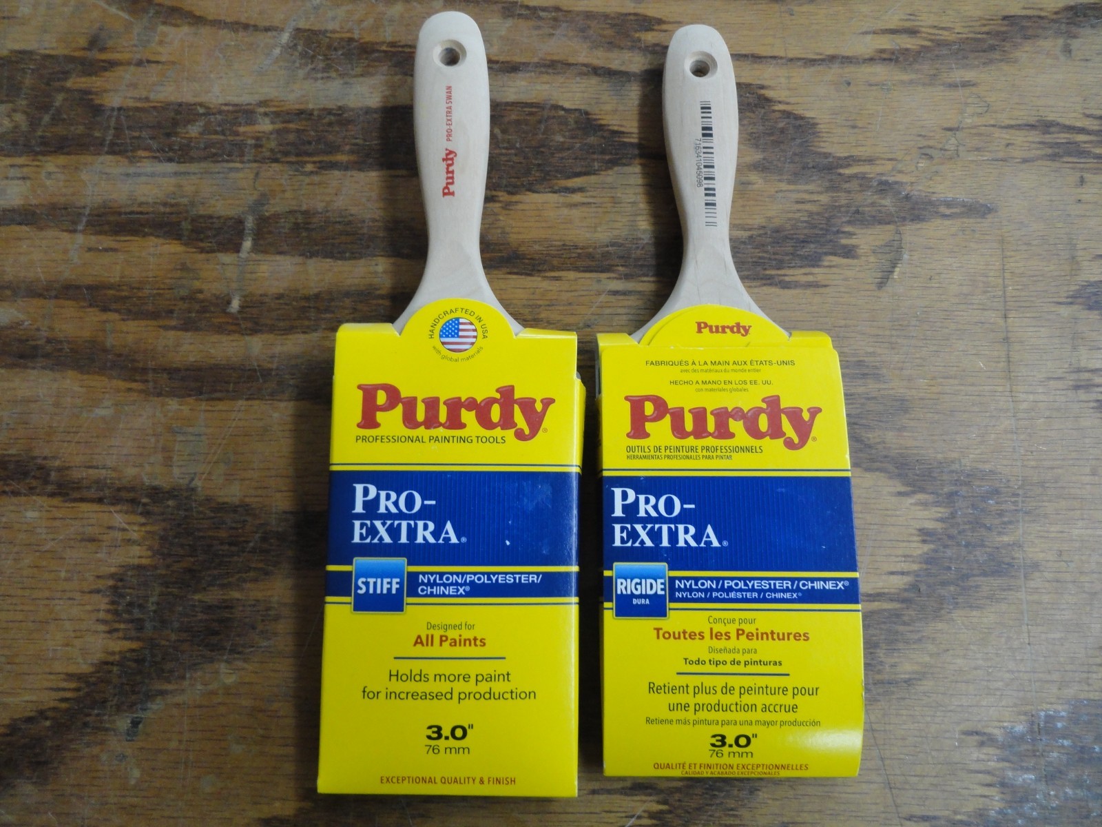 2 Genuine Purdy Pro-Extra 3 in/76mm Stiff Nylon/Polyester/Chinex Paint Brush NEW