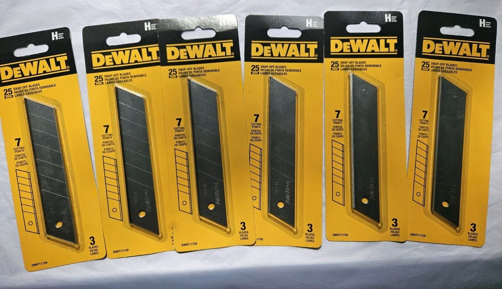 NEW 6 Packs of 3 DeWALT DWHT11726 25mm Snap-Off 18 Total Blades 7 Cutting Points