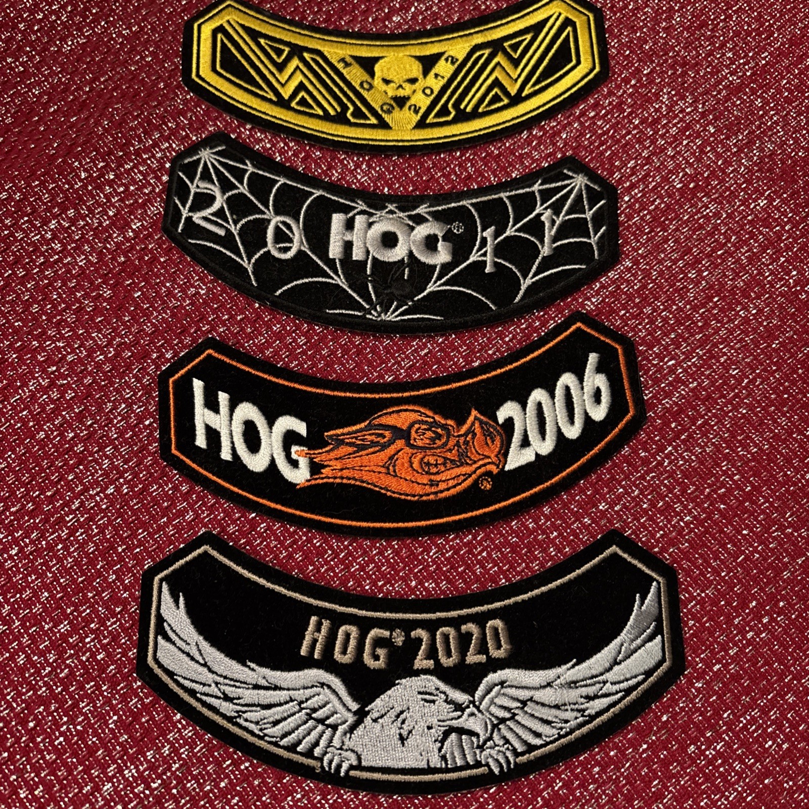 4 Harley Davidson Patch Lot Rocker HOG Eagle 2006 2020 2012 2011 Patches HOGG