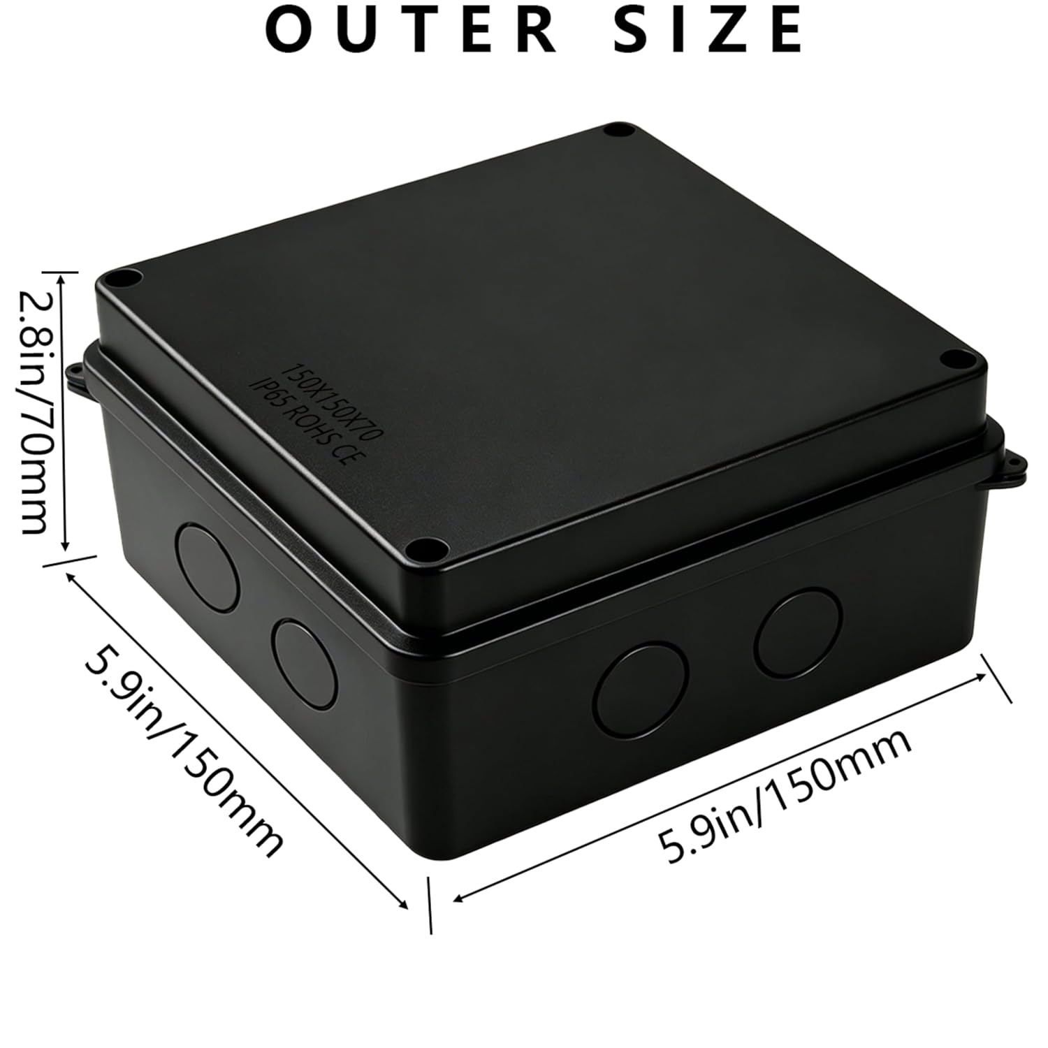 Junction Box, IP65 Waterproof Dustproof Electrical Box ABS Project Case with 2 M