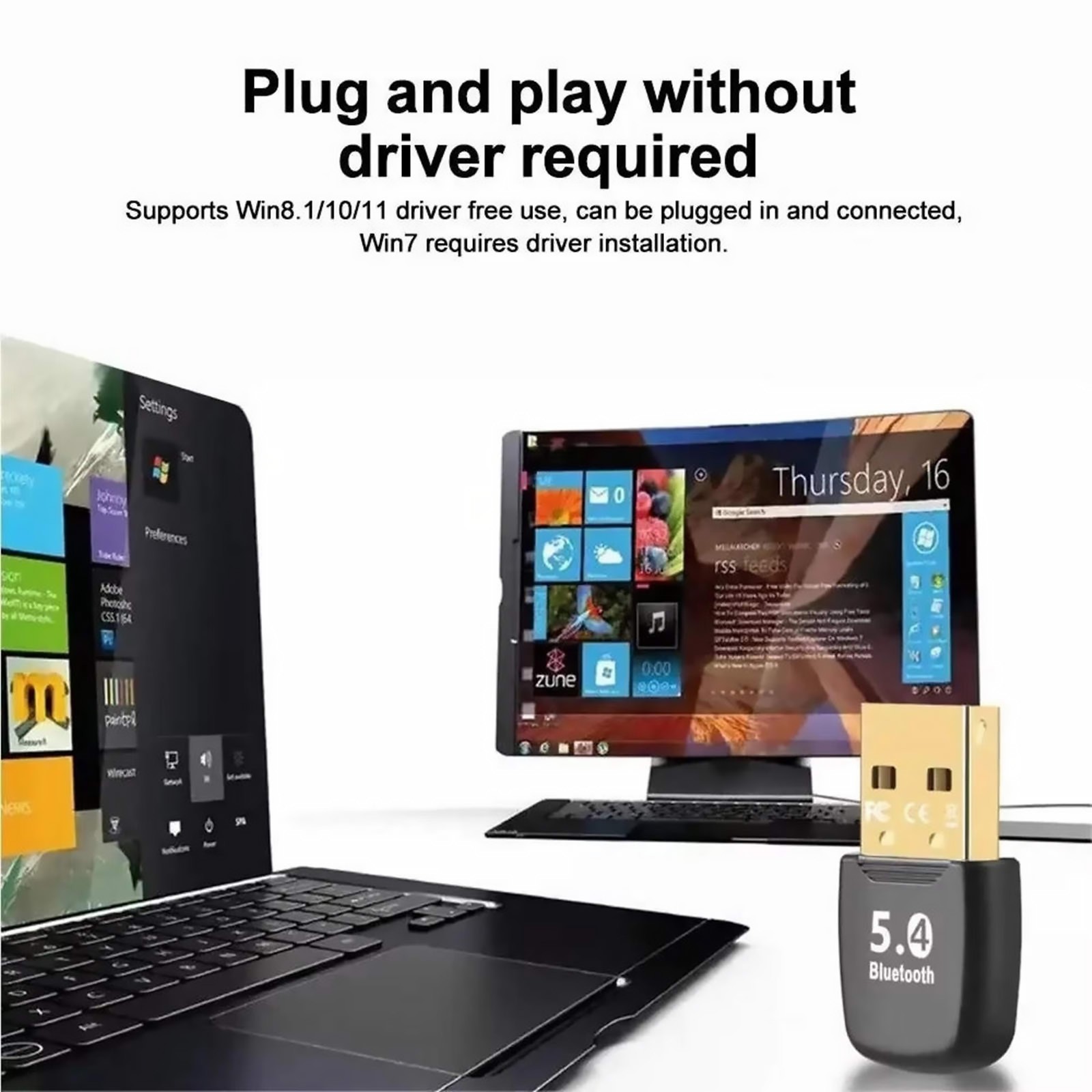 Bluetooth 5.4 USB Adapter for PC Laptop with Improved Anti-Interference Ability