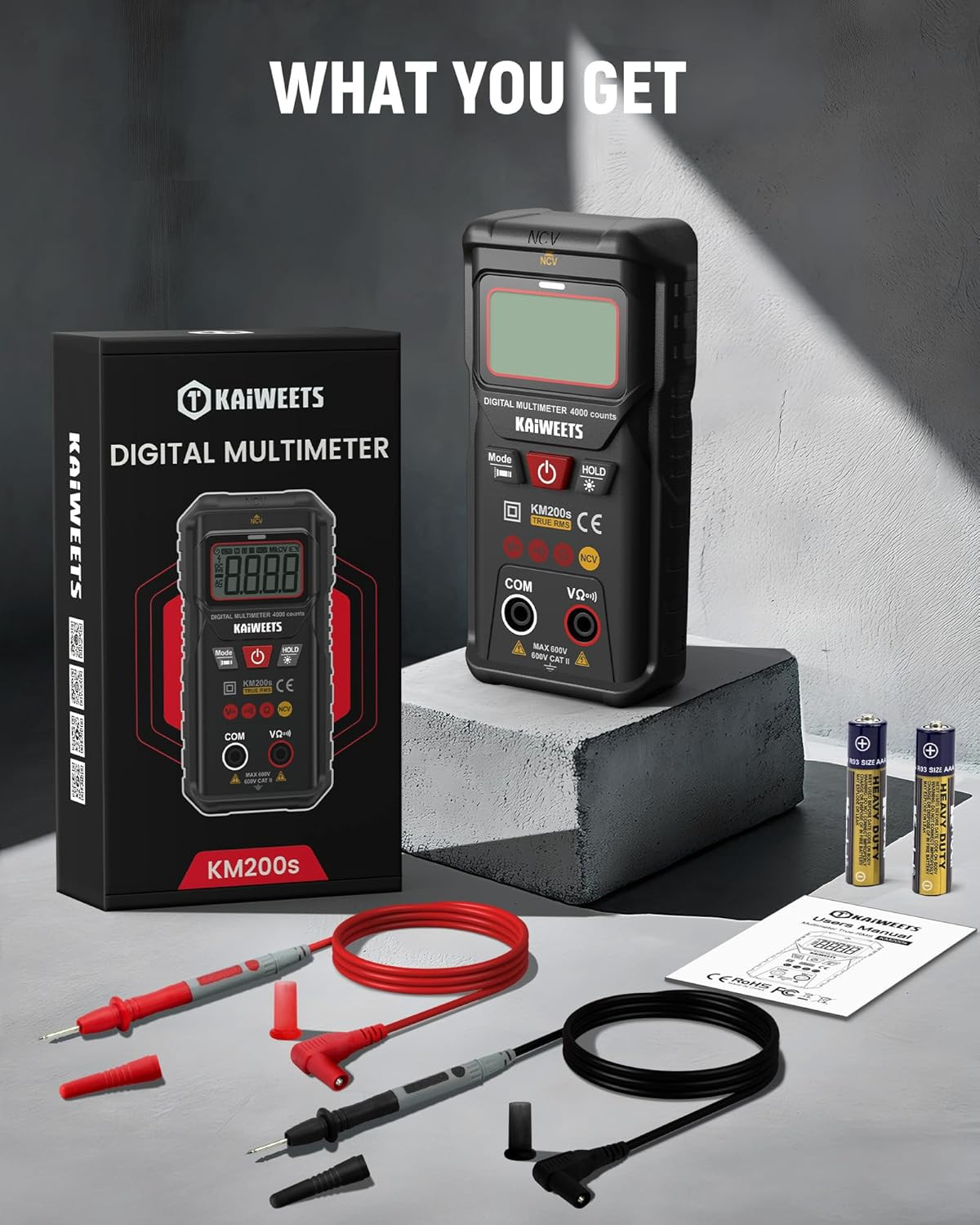 Km200S Smart Digital Multimeter True RMS, 4000 Counts, Auto Ranging Voltmeter, N
