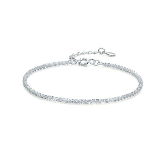 Bracelets for Women, Adjustable 14K Gold Plated Thin Dainty Link Chain Silver 2