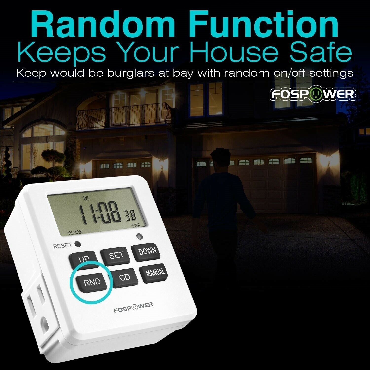 7Day Digital Electric Programmable Kitchen Wall Timer Switch Dual Outlet Plug
