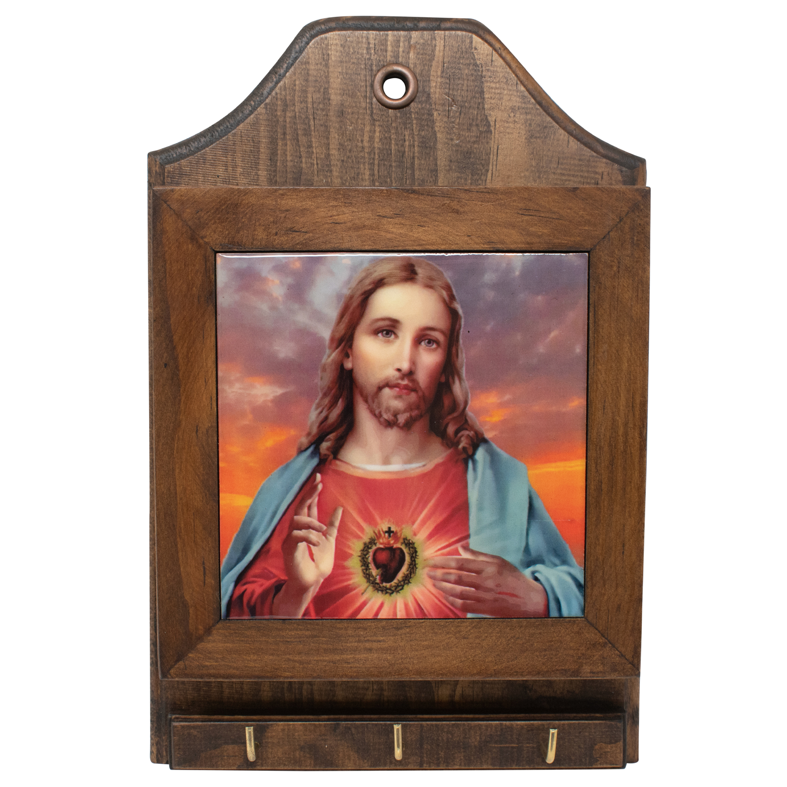 MrcjSales Sacred Heart of Jesus Jewelry Box - High-Quality Wood Craftsmanship |