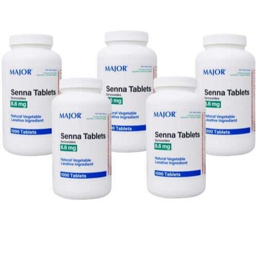 Major Pharmaceuticals Senna Vegetable Laxative Tablets, 1000 ct. - Pack of 5