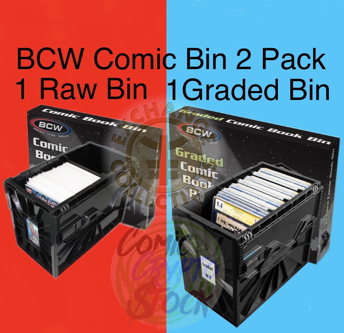 Two BCW Comic Book Storage Plastic Bin. 1 Graded Box & 1 Raw Box
