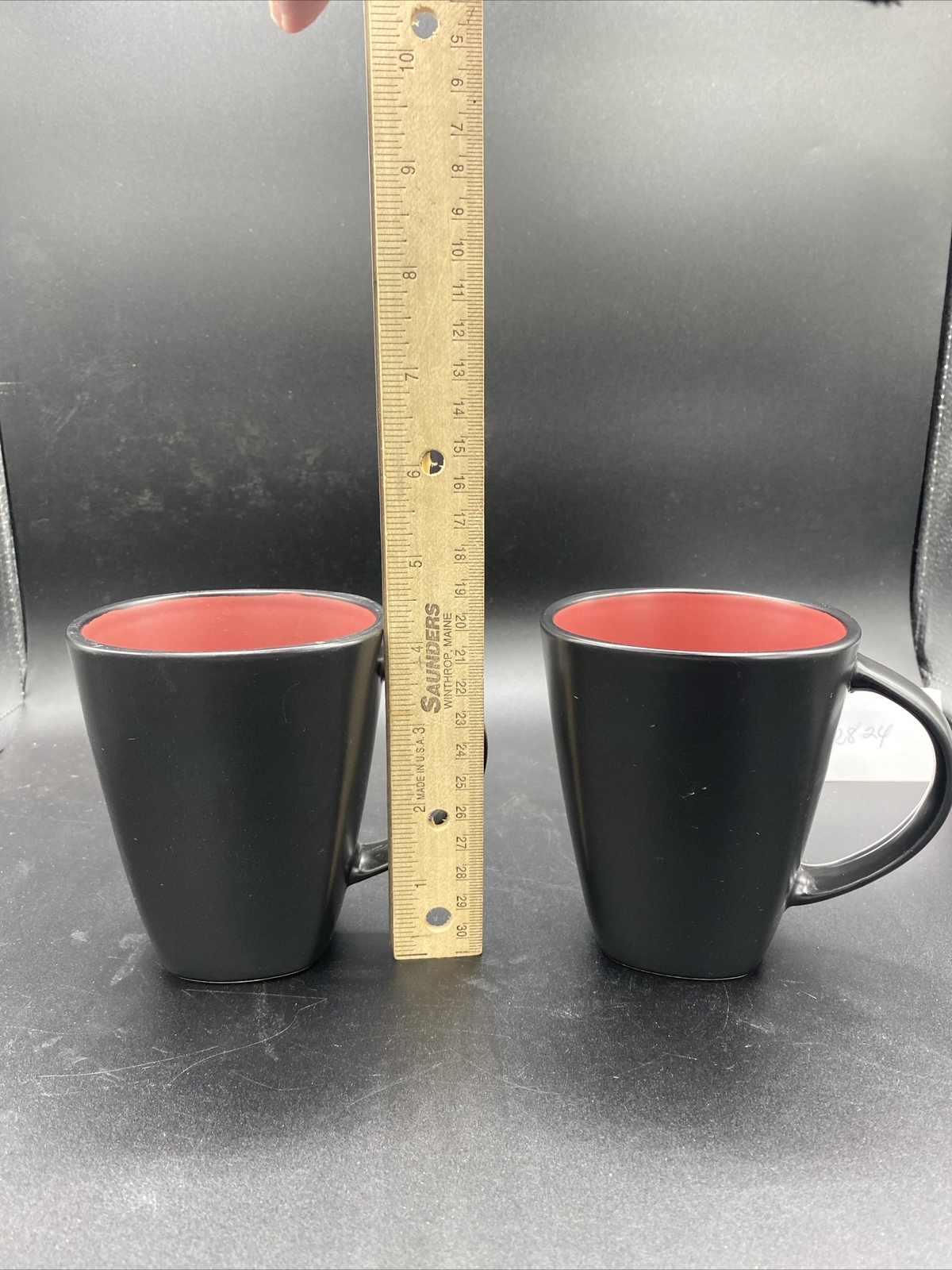 Gibson (TWO) ELITE Square COFFEE CUP/MUGS Red Inside Black Outside