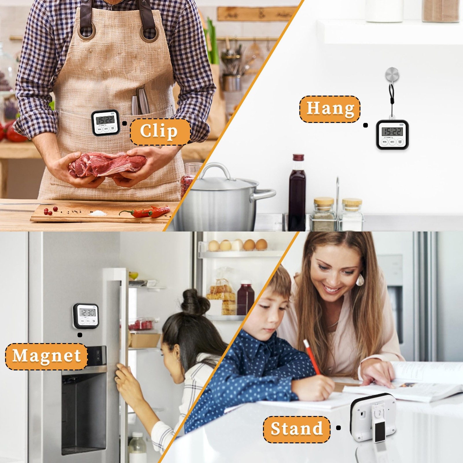 Timer, Kitchen Timers for Cooking Classroom Timer for Kids Teachers Magnetic ...