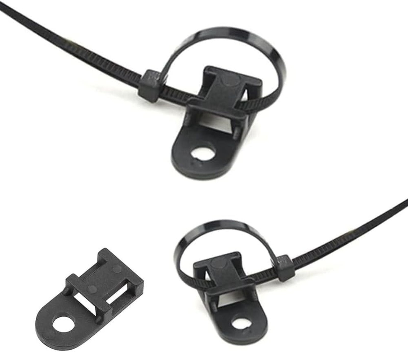 White Cable Zip Tie Mounts Kit-50 Pcs Cable Zip Tie Saddle Type Mounts Base W...