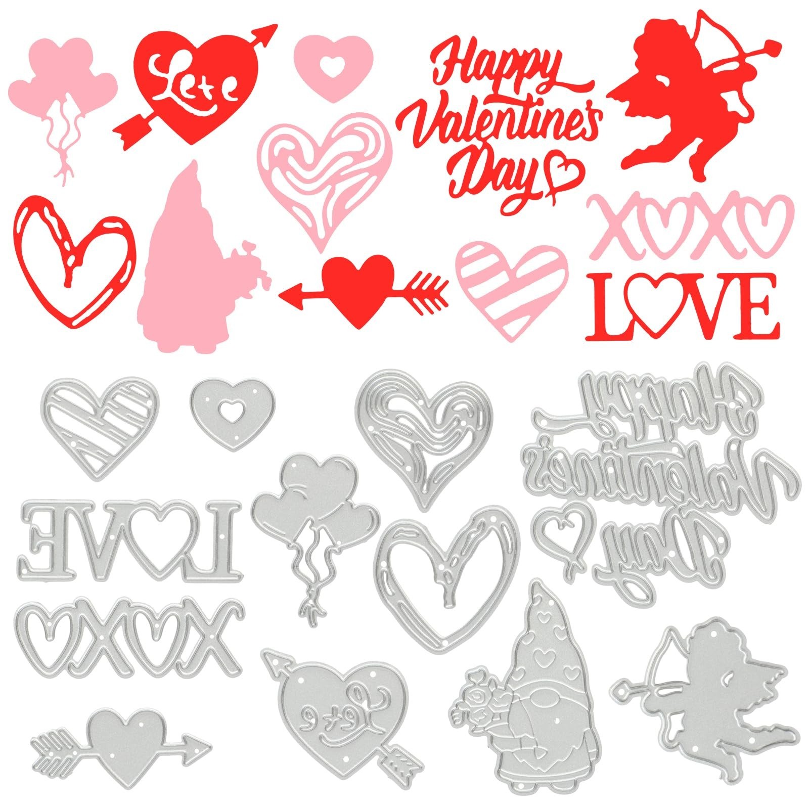 12 Pcs Valentine Metal Die Cuts for Card Making Happy Valentine's Day Heart L...