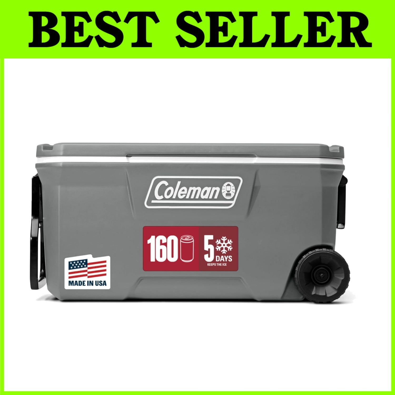 Large Capacity Wheeled Cooler, Leak-Resistant, 5-Day Ice