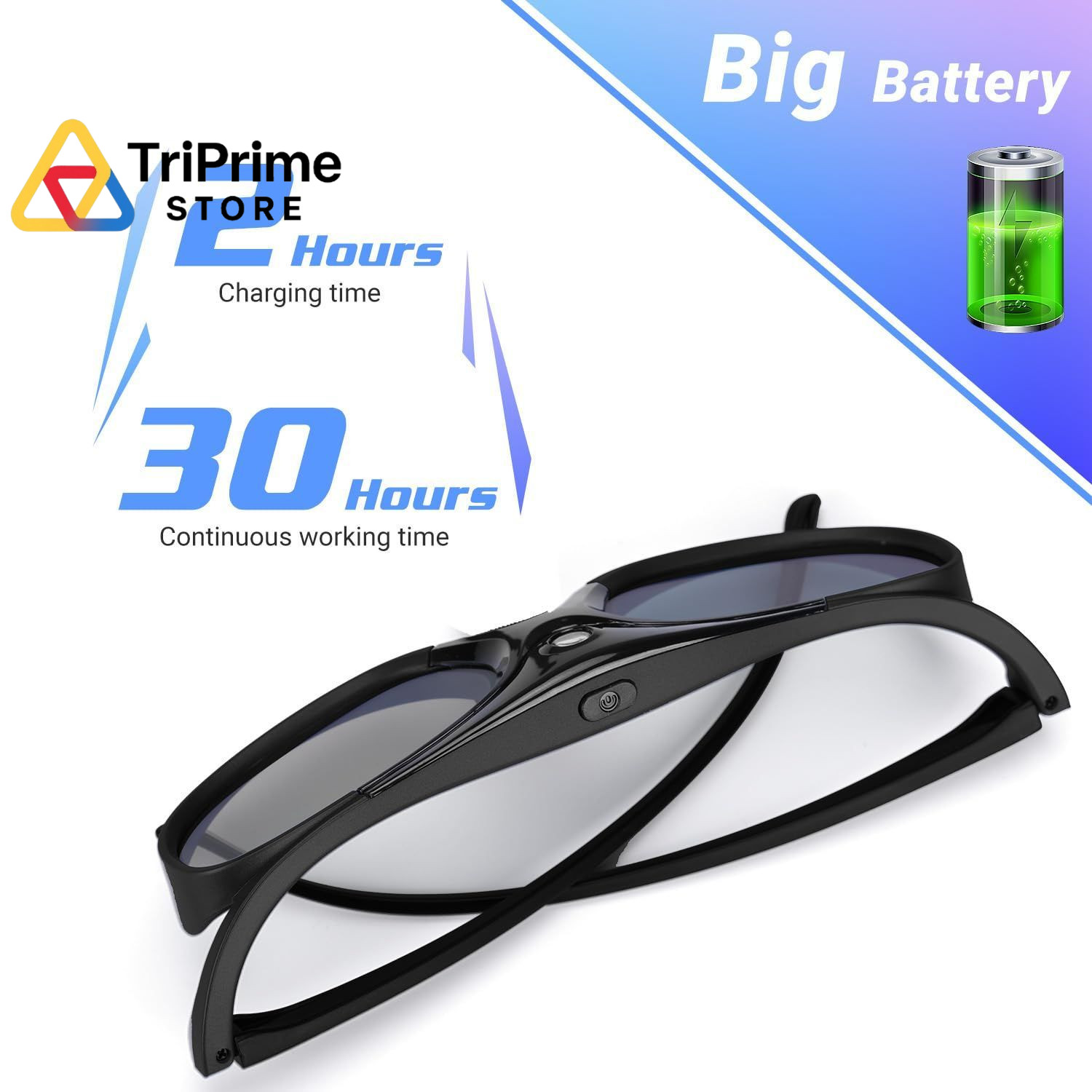 2 Pack DLP Link 3D Glasses for Projector, ELEPHAS 144Hz 2 Pack, Black
