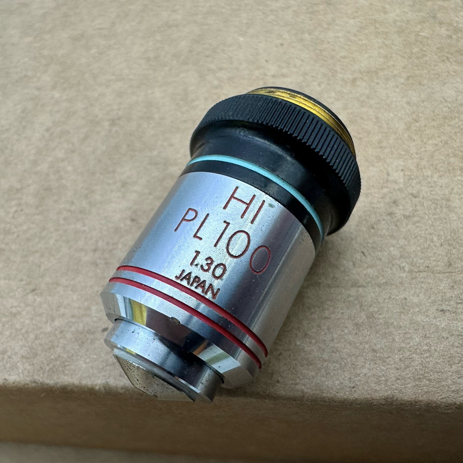 Olympus HI PL100 Objective Microscope Lens 1.30 Japan 726272 Good Shape Vtg