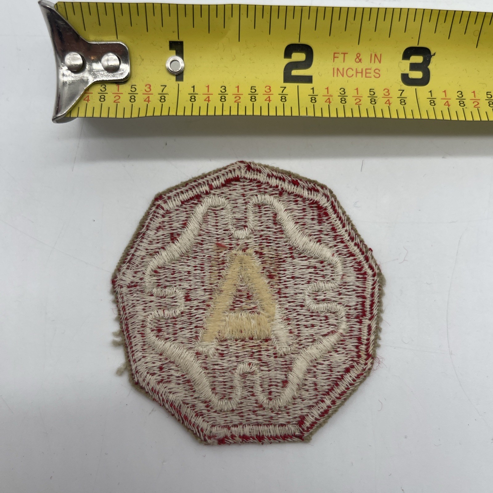 U.S. Military 9th Army Cut Patch Insignia “Letter A” In Clover ~2.5” Older Red