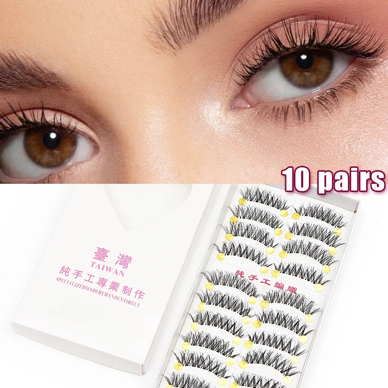 10Pairs Full Strip Lashes Wispy Hand Made Makeup Free Shipping Eyelash Natural F
