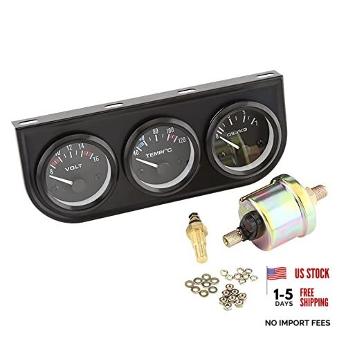 Triple Gauge Set, Oil Pressure Water Temp Voltmeter Monitoring, Car Gauge Kit,