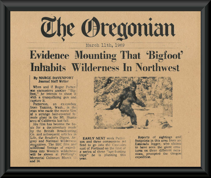 1969 Bigfoot Sasquatch Fantasy Newspaper Cover Printed On 50 Year Old Paper P216