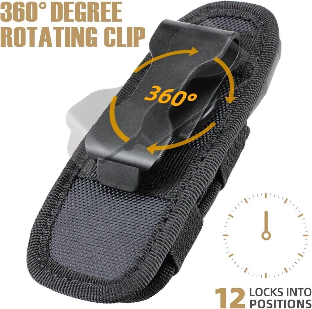 Tactical Flash Light Nylon Pouch Belt Adjustable Heavy Duty Flashlight Holder