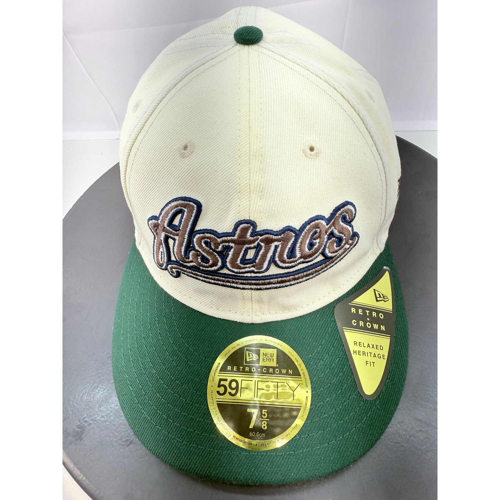 New Era Houston Astros 40th Anniversary 59Fifty Cream Green Fitted Hat 7 5/8