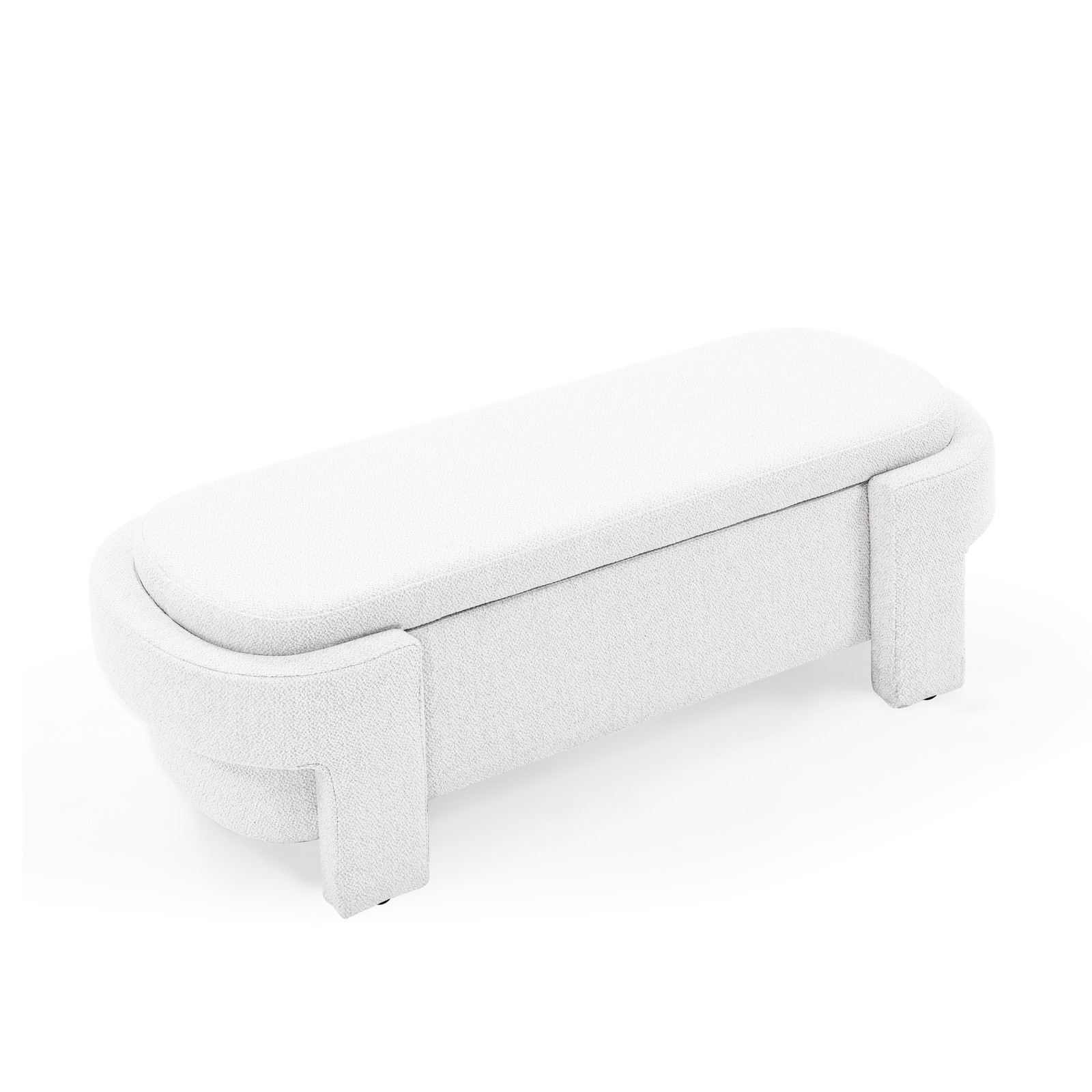 Linen Fabric Upholstered Bench Large Storage Space for Living Room, Entryway