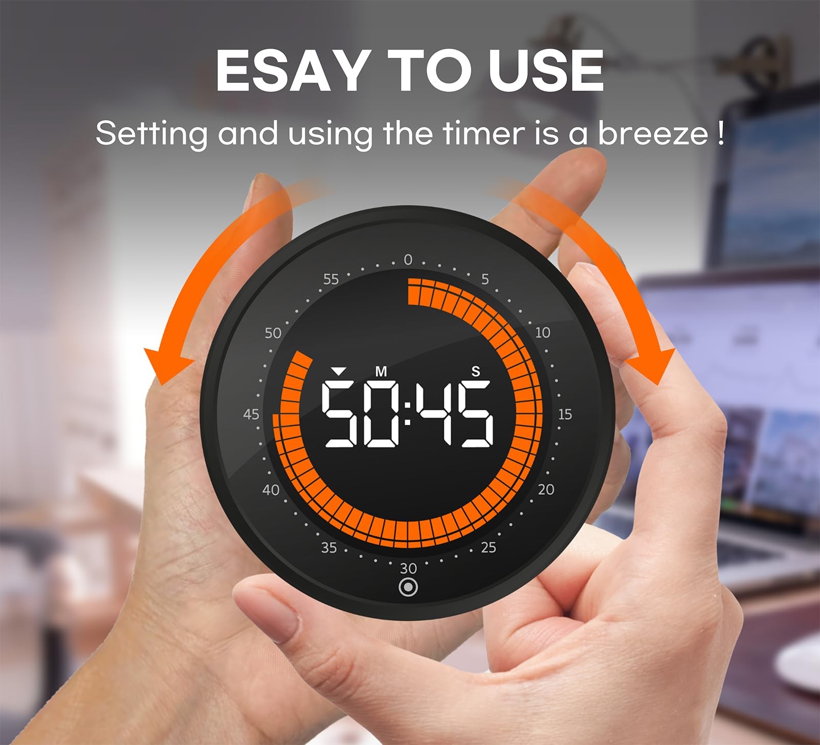 Visual Digital Timer - 60 Min Countdown & Count Up, Large LED Screen with Red...