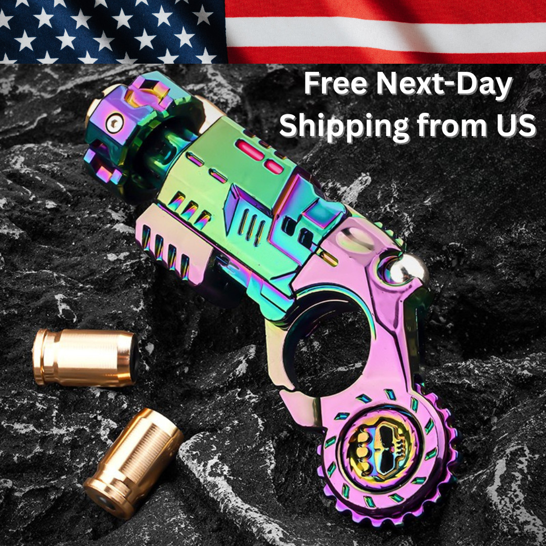 Metal Fidget Toy Gun Mini Launcher Shell Ejecting Spinner Ring EDC Stress Relief