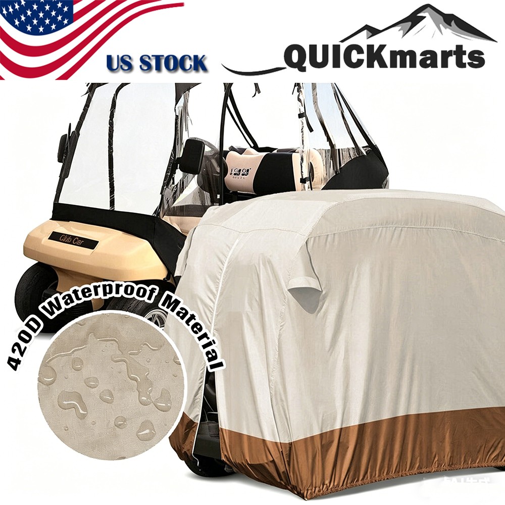 Heavy Duty Golf Cart Cover 4 Passenger 420D Waterproof For Club Car EZ GO YAMAHA