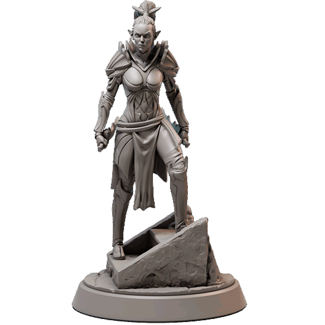 D&D Drow Fighter Female 28mm and 32mm Scale Mini TTRPG