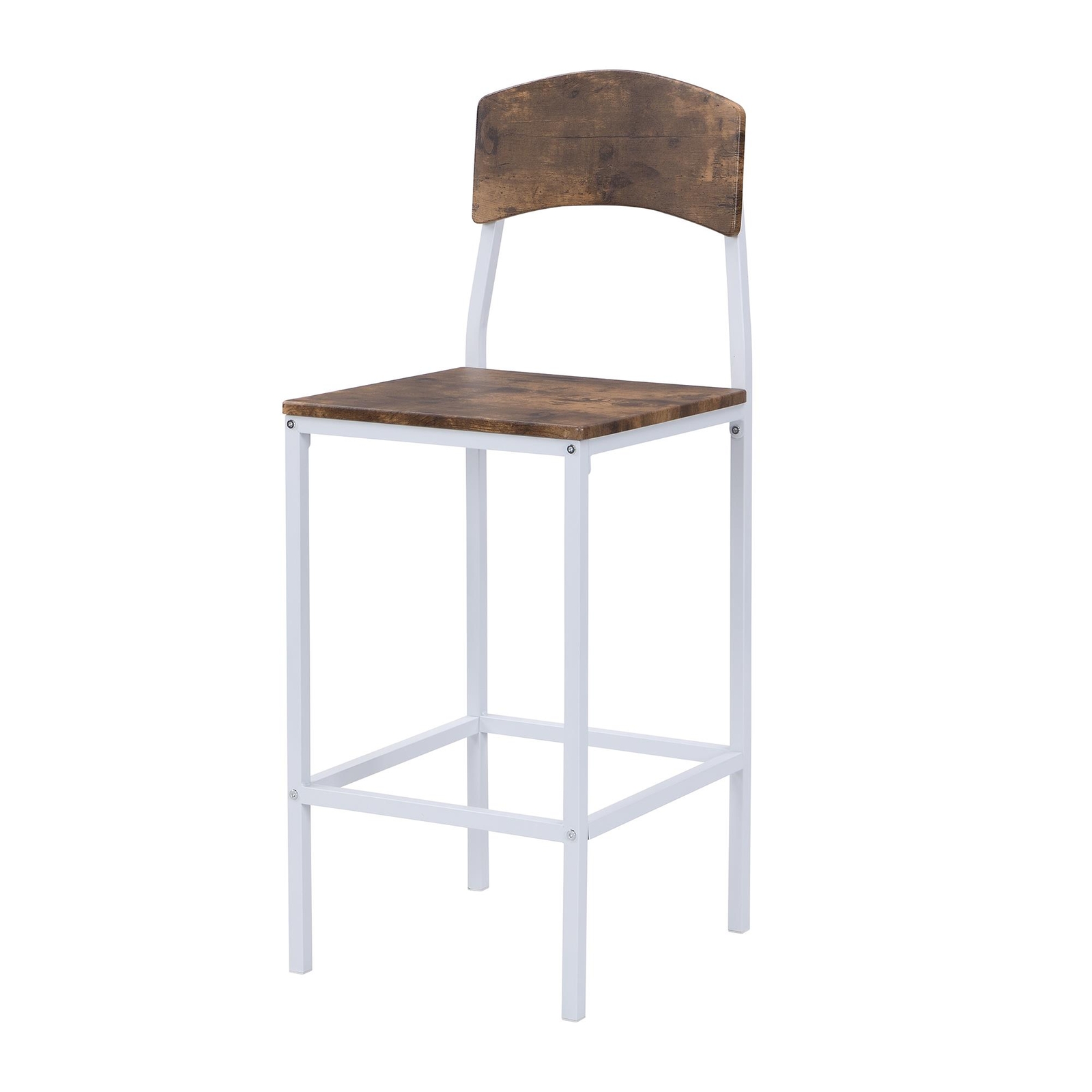 1 Table+4 Chairs White Frame Rustic Brown Tabletop Drop Leaf Dining Table Set