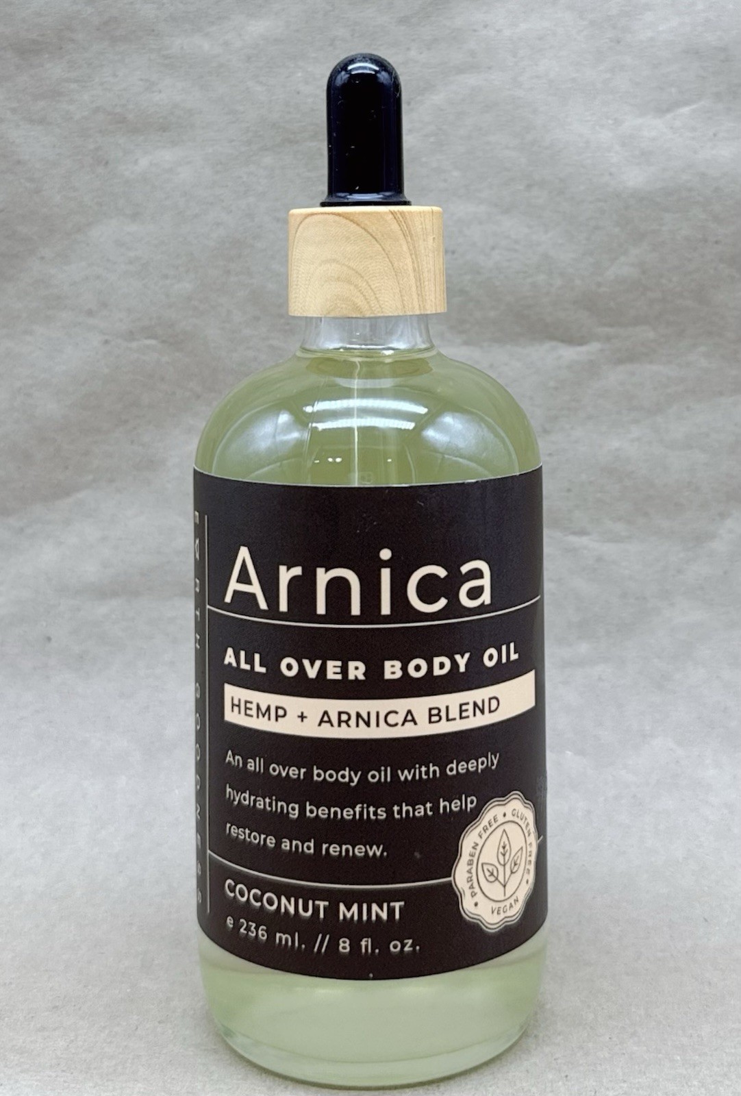 Earth Goodness Arnica Body Oil Hemp Coconut Mint Home & Body Company 8 oz New