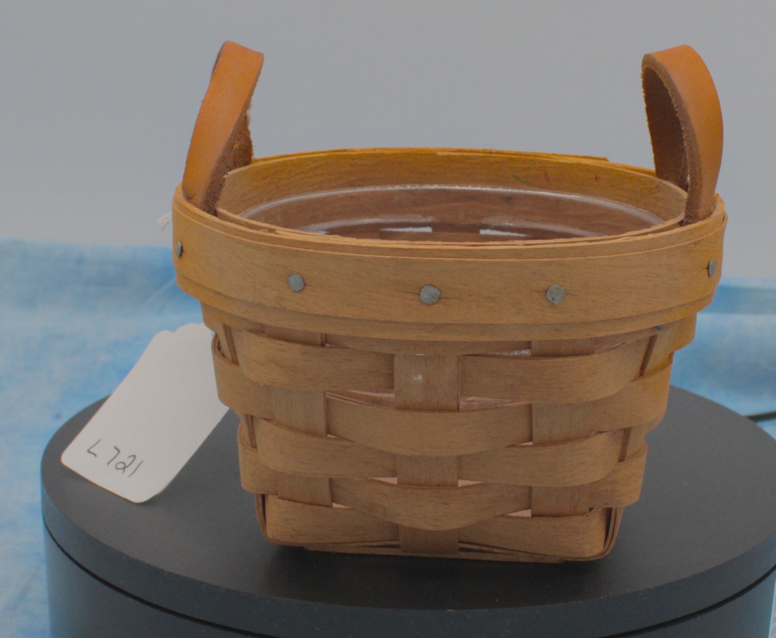 Longaberger 1995 Round Basket with Swing Handles & Plastic Protector