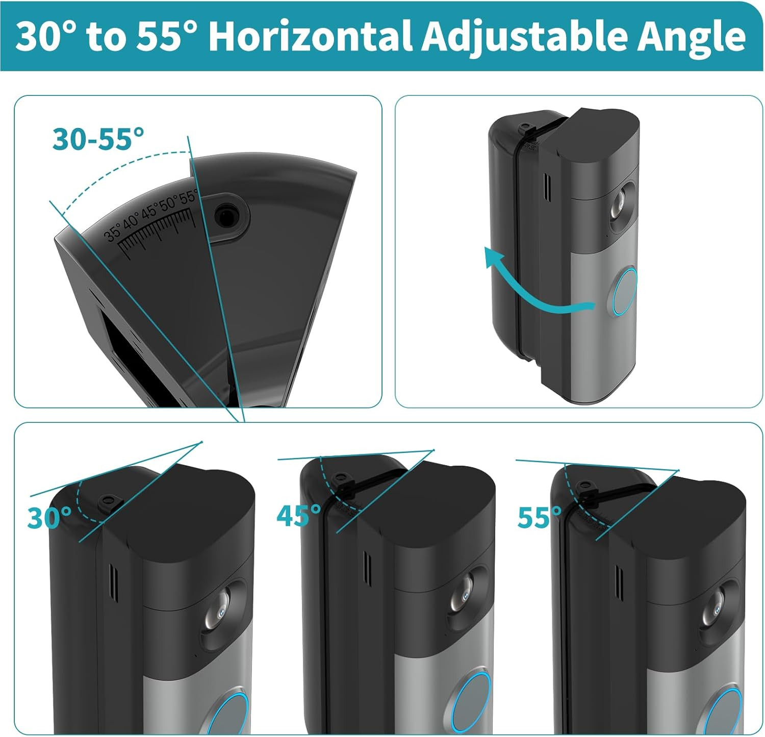 30-55 Degree Adjustable Doorbell Mount for Ring Battery & Wired Standard/Plus/Pr